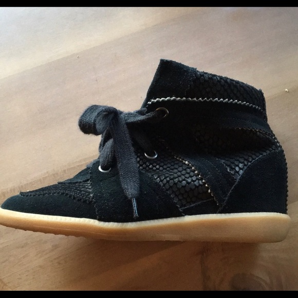 Isabel Marant Shoes - Isabel Marant Suede Snake Wedge Lace-Up Sneaker